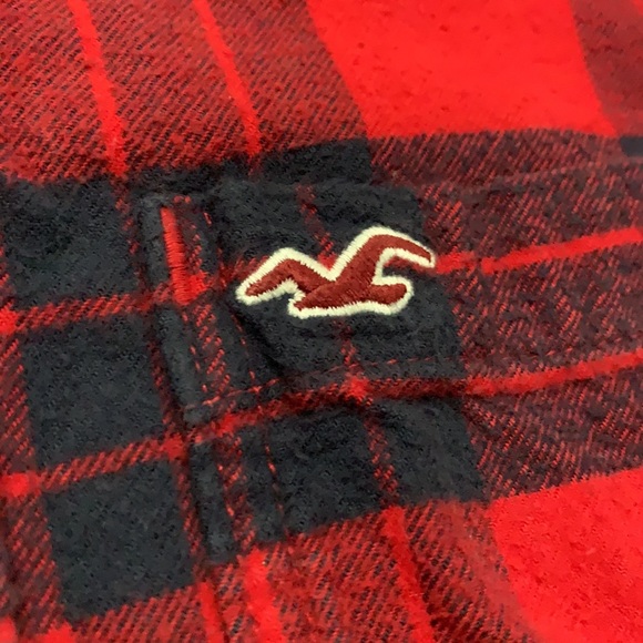 HOLLISTER, Flannel Long Sleeved Top, Red/Black, EXTRA LARGE - Picture 4 of 13